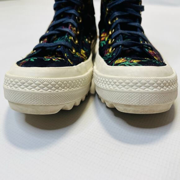 Converse Platform Hi Top Shoes Women’s Size 7.5 Blue Floral CTAS Lift Ripple - Picture 6 of 11